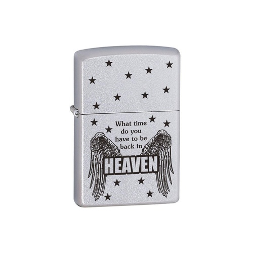 ZIPPO WHAT TIME SATIN CHROME FINISH CIGAR CIGARETTE LIGHTER
