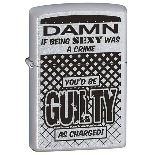 ZIPPO DAMN IF BEING SEXY SATIN CHROME FINISH CIGAR CIGARETTE LIGHTER