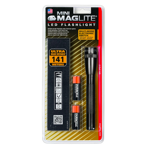 Maglite LED 2 Cell AA Flashlight With Holster Made in USA Black SP2201HF