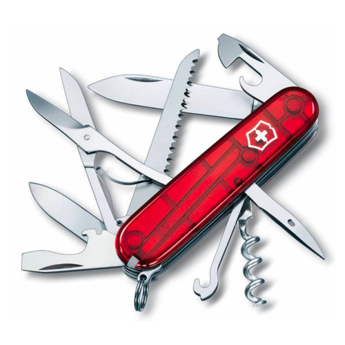 VICTORINOX SWISS ARMY KNIFE HUNSTMAN MULTI-TOOL | 15 TOOLS RED TRANSLUCENT