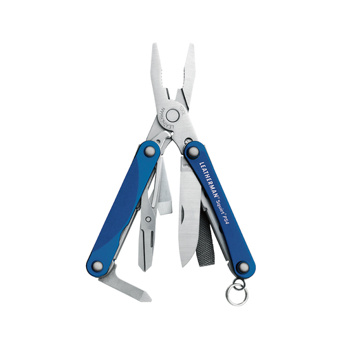 LEATHERMAN SQUIRT PS4 BLUE STAINLESS MULTI-TOOL W/ SCISSORS PLIER KNIFE