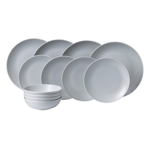Royal Doulton Gordon Ramsay Maze Light Grey 12pc Dinner Stoneware Set | Set of 12