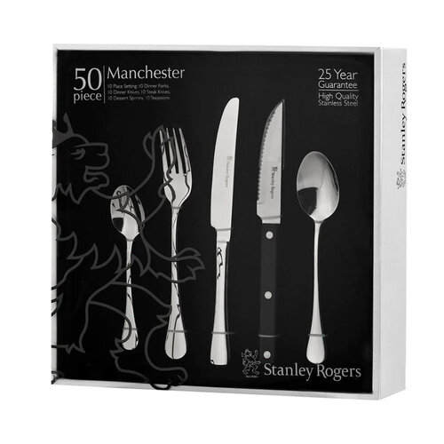Stanley Rogers 50 Piece Manchester Stainless Steel Cutlery Set 50pc