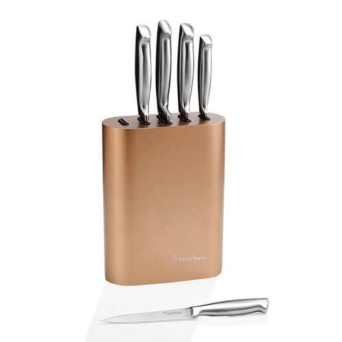 Stanley Rogers 6 Piece Oval Metallic Champagne Knife Block Set 6pc