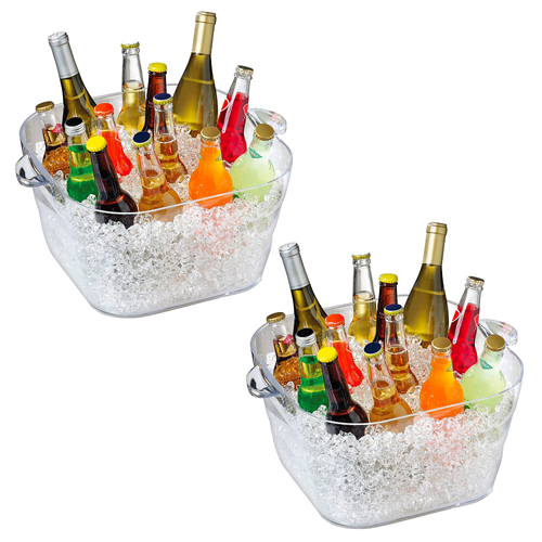 Serroni Square Party Tub Clear Set of 2 | 16.6 Litre