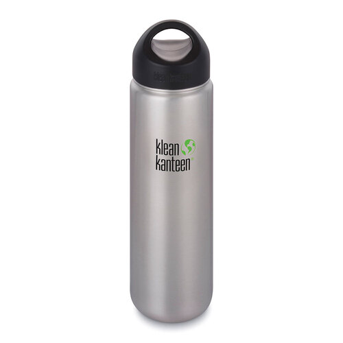 Klean Kanteen 27oz 800ml Wide Mouth Bottle W/ Loop Cap | Brushed Stainless