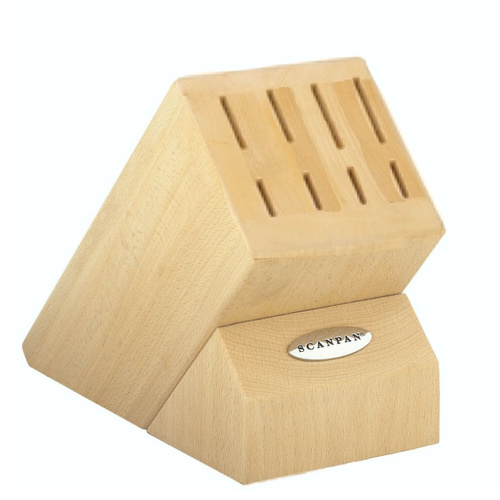 NEW SCANPAN 8 SLOT BEECHWOOD KNIFE BLOCK - EMPTY (NO KNIVES)