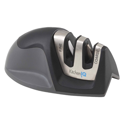 New KITCHEN IQ Edge Grip 2 Stage Knife Sharpener BLACK Ceramic Carbide