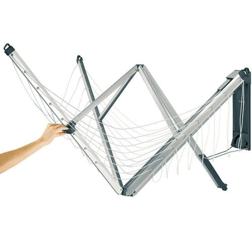 Brabantia Wall Fix Fold Away 4 Arm 24m Clothes Line W/ Cover 