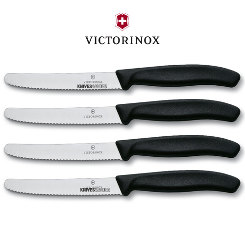 Victorinox Steak & Tomato Knife Pistol Grip 11cm | Black Set x 4 Knives
