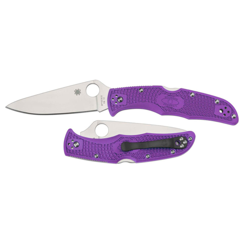 New SPYDERCO ENDURA 4 Lightweight Flat Ground Plain Blade Knife PURPLE C10FPPR