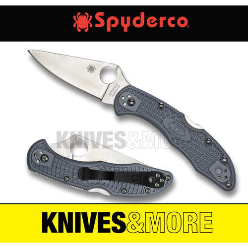 New SPYDERCO DELICA 4 Lightweight Flat Ground Plain Blade Knife GRAY C11FPGY Save!
