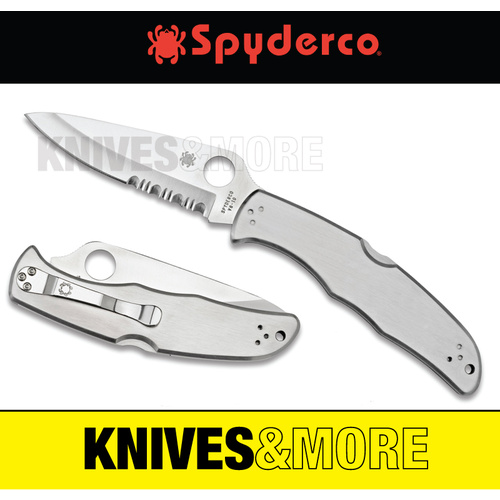New SPYDERCO ENDURA 4 Combo Blade Folding Knife STAINLESS STEEL C10PS Save!