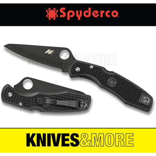 New SPYDERCO PACIFIC SALT LIGHTWEIGHT Plain Black Blade Knife BLACK C91PBBK Save!