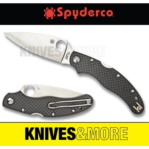 New SPYDERCO CALY 3.5 Carbon Fibre ZDP-18 Plain Blade Folding Knife C144CFPE Save!