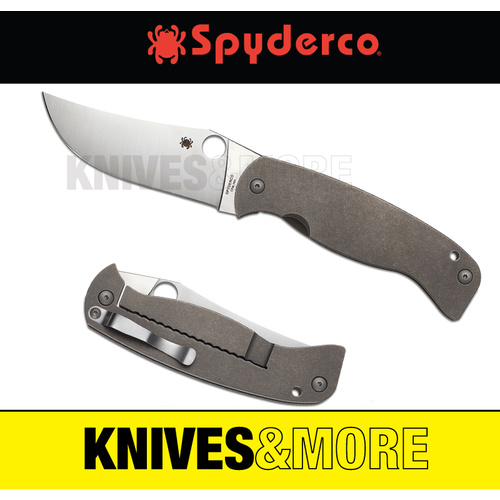 New SPYDERCO K-2 Plain Blade Folding Knife TITANIUM C185TIP Save!