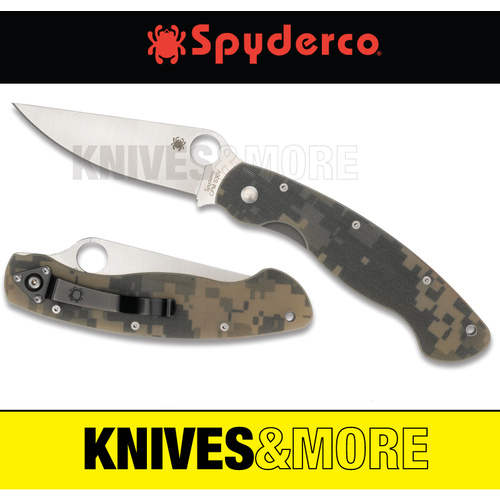 New SPYDERCO MILITARY Model G-10 Knife Plain Blade CAMO C36GPCMO Save!