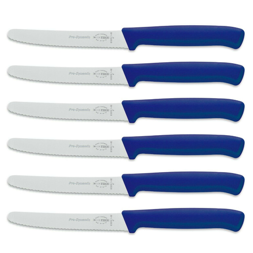 F DICK FDICK MICRO SERRATED UTILITY STEAK KNIVES KNIFE TOMATO BLUE X 6