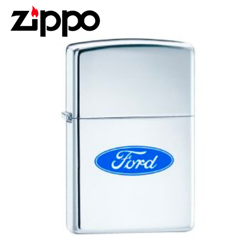 NEW ZIPPO HIGH POLISH CHROME FORD LOGO OVAL LIGHTER
