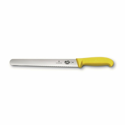 VICTORINOX SERRATED SLICING CARVING YELLOW KNIFE 25CM FIBROX BLADE 5.4238.25