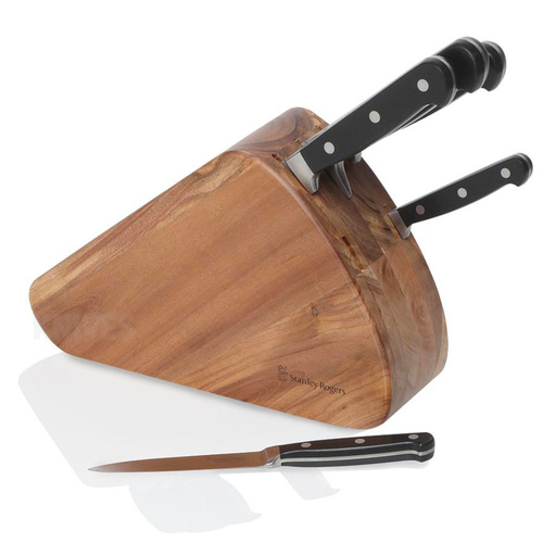 STANLEY ROGERS PROVINCIAL 6PC ACACIA WOOD KNIFE BLOCK SET 6 PIECE S/ STEEL 41411