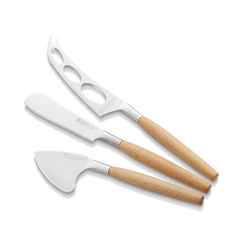 STANLEY ROGERS 3 PIECE CHEESE WOOD HANDLE KNIFE SET KNIVES 3PC 