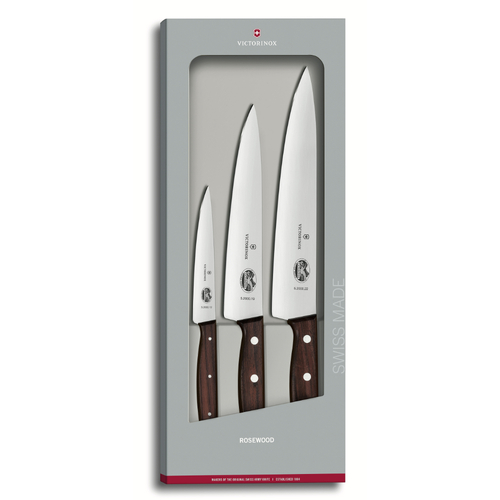 Victorinox 3pc Kitchen Carving Rosewood Knife Set W/ Gift Box 3 Piece Knives 5.1050.3