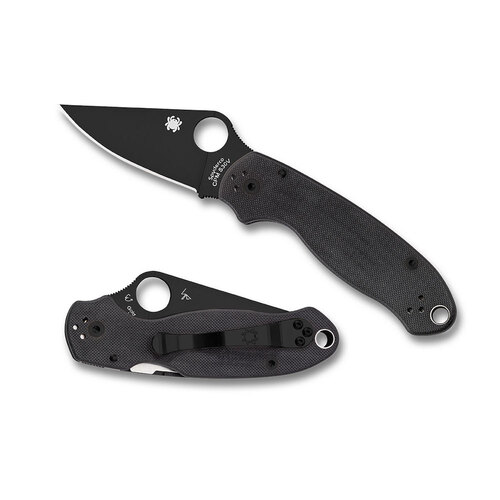 Spyderco Para 3 Black Handle - Plain Black Blade Folding Knife | YSC223GPBK