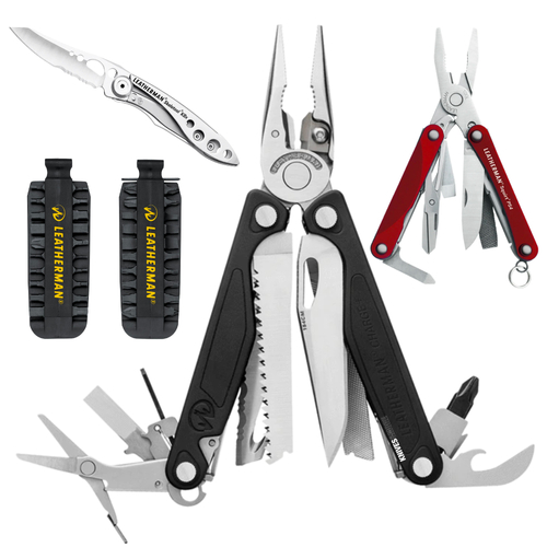 LEATHERMAN CHARGE + PLUS & SHEATH & BIT KIT & RED PS4 & SKELETOOL KBX