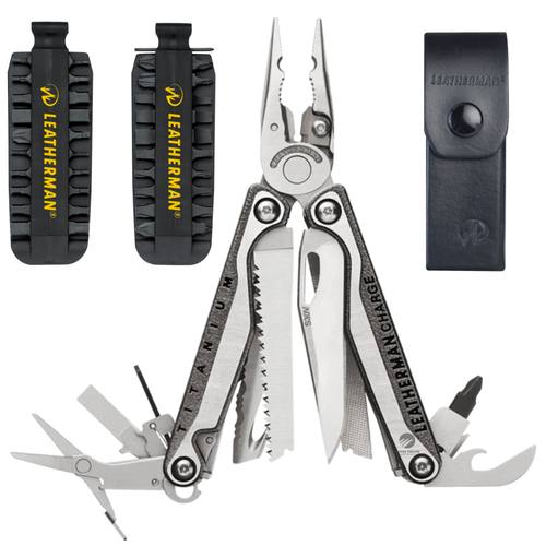 LEATHERMAN CHARGE TTI + PLUS TITANIUM MULTI-TOOL & LEATHER SHEATH & BIT KIT