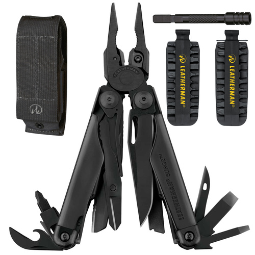 LEATHERMAN SURGE BLACK MULTI-TOOL & MOLLE SHEATH & BIT KIT & EXTENDER