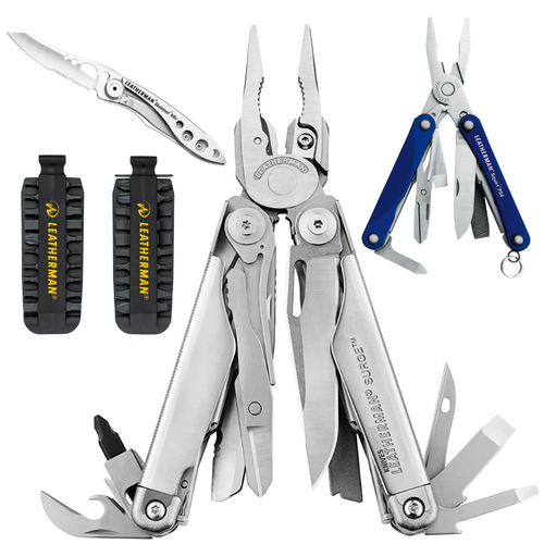 LEATHERMAN SURGE MULTI-TOOL & LEATHER & BIT KIT & BLUE PS4 & SKELETOOL KBX