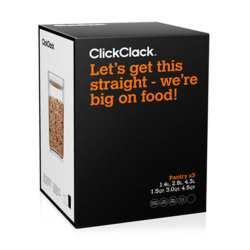 NEW CLICKCLACK 3 PIECE PANTRY SMALL ROUND SET CONTAINER SET AIR TIGHT 3PC