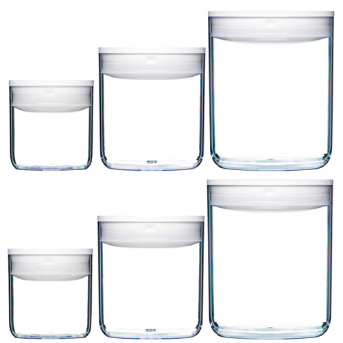 NEW CLICKCLACK 6 PIECE PANTRY SMALL ROUND SET CONTAINER SET AIR TIGHT 6PC
