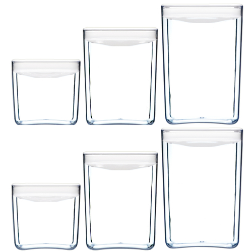 NEW CLICKCLACK 6 PIECE PANTRY LARGE CUBE BOX SET CONTAINER SET AIR TIGHT 6PC