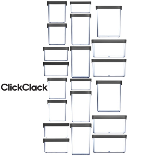 CLICKCLACK 20 PIECE GREY BASICS STARTER CONTAINER SET AIR TIGHT 20PC