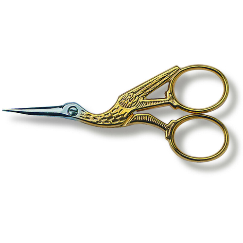New Victorinox Stork Embroidery 12cm Scissors Gold Plated 8.1040.12