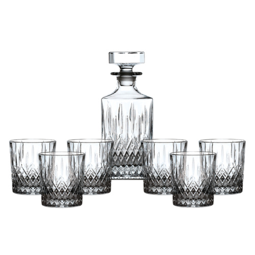 Royal Doulton Seasons Crystalline Whiskey Decanter Set | Decanter + 6 Tumblers
