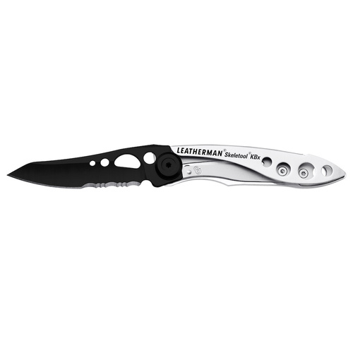 LEATHERMAN SKELETOOL KBX FOLDING POCKET KNIFE COMBO BLADE BLACK / SILVER