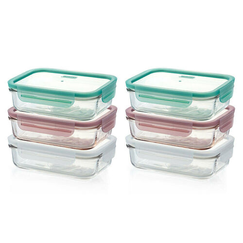 Glasslock 710ml Rectangular Storage Container Set w/ Lid 6pc 
