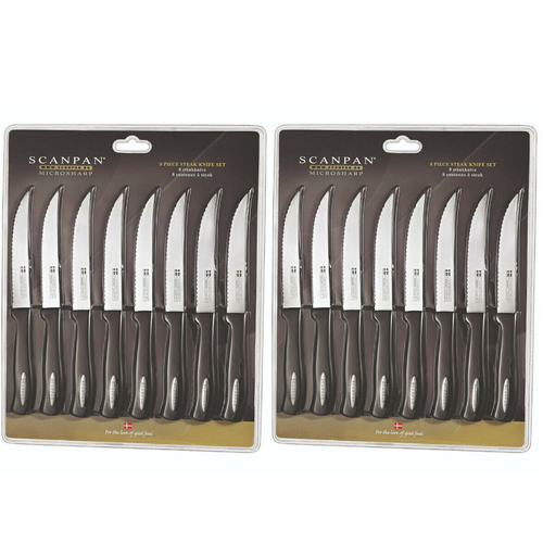 Scanpan Microsharp 16 Piece Steak Knife Set | Black 16pc