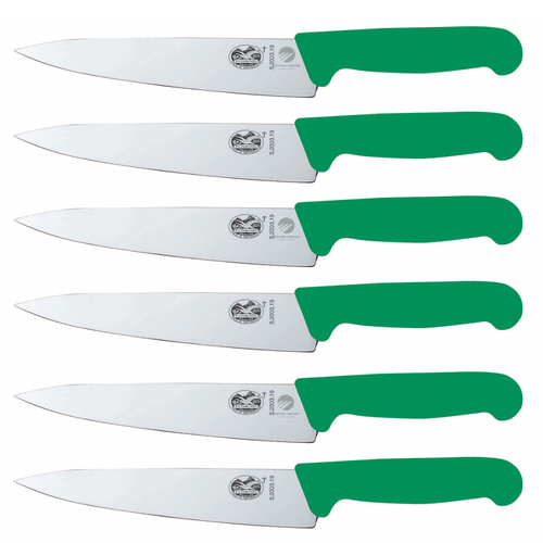 Victorinox Cook's Chef Carving 19cm Knife | Green Fibrox - Set of 6