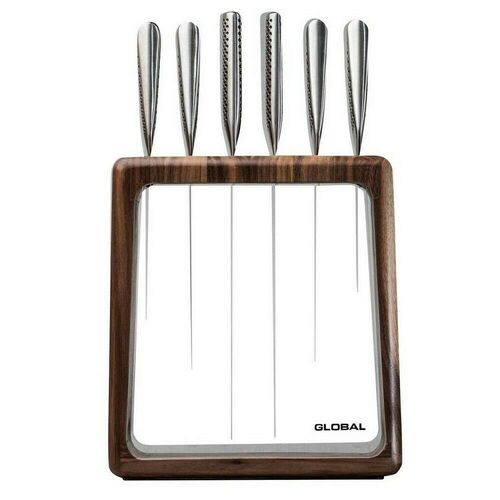 Global Hashira Walnut Knife Block Set 7 Piece