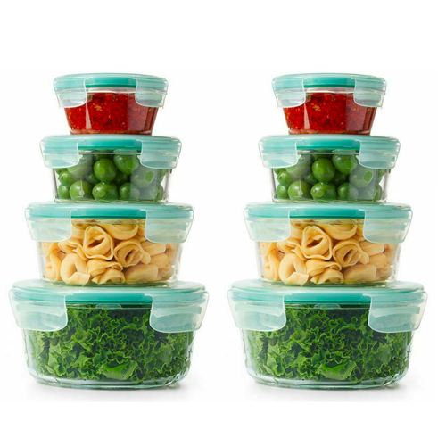 OXO GOOD GRIPS 8PC SMART SEAL AIR TIGHT ROUND GLASS CONTAINER SET 8 PIECE