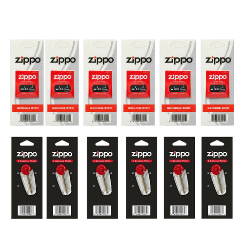 Zippo Lighter 6 x Flints & 6 x Wicks | Total 36 Flints + 6 Wicks