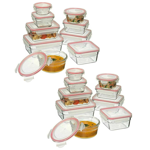 GLASSLOCK OVEN SAFE CONTAINER SET W/ LID 18pc TEMPERED GLASS 28060