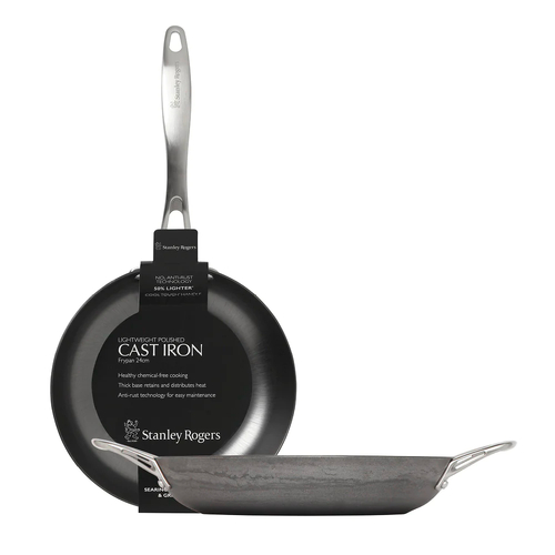 Stanley Rogers 2pc Lightweight Cast Iron Bundle Frypan 24cm + Cooks Pan 30cm