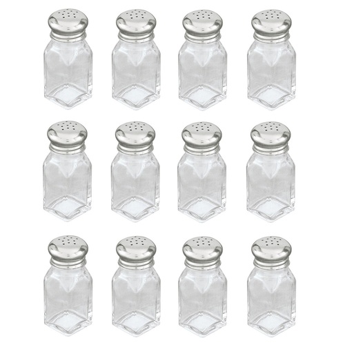 12 x Glass Salt and Pepper Shakers Square 60ml