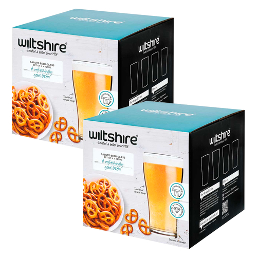 Wiltshire Salute Beer Glasses 425ml | Set of 8