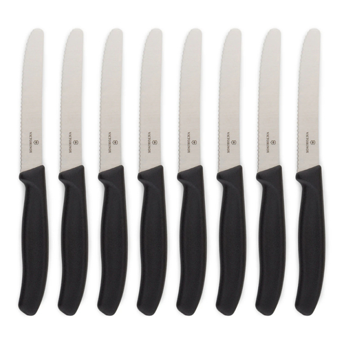 Victorinox Steak & Tomato Knife Pistol Grip 11cm Black Set x 8 Knives